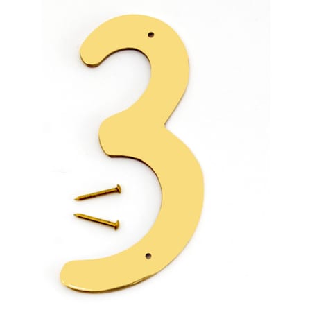 4In Decorative Brass Number 3, 10PK